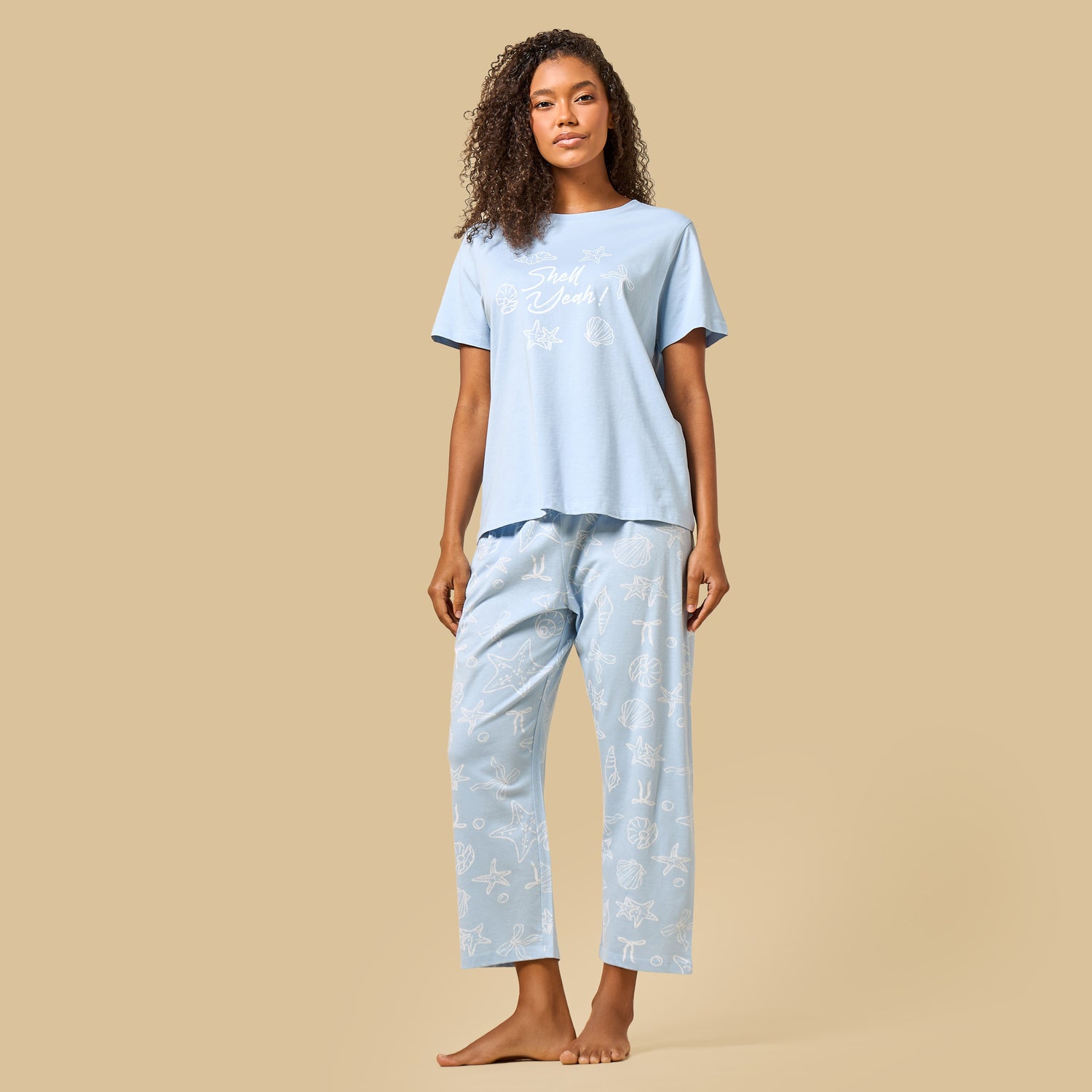Sea Shell Print Cotton Pyjama Set