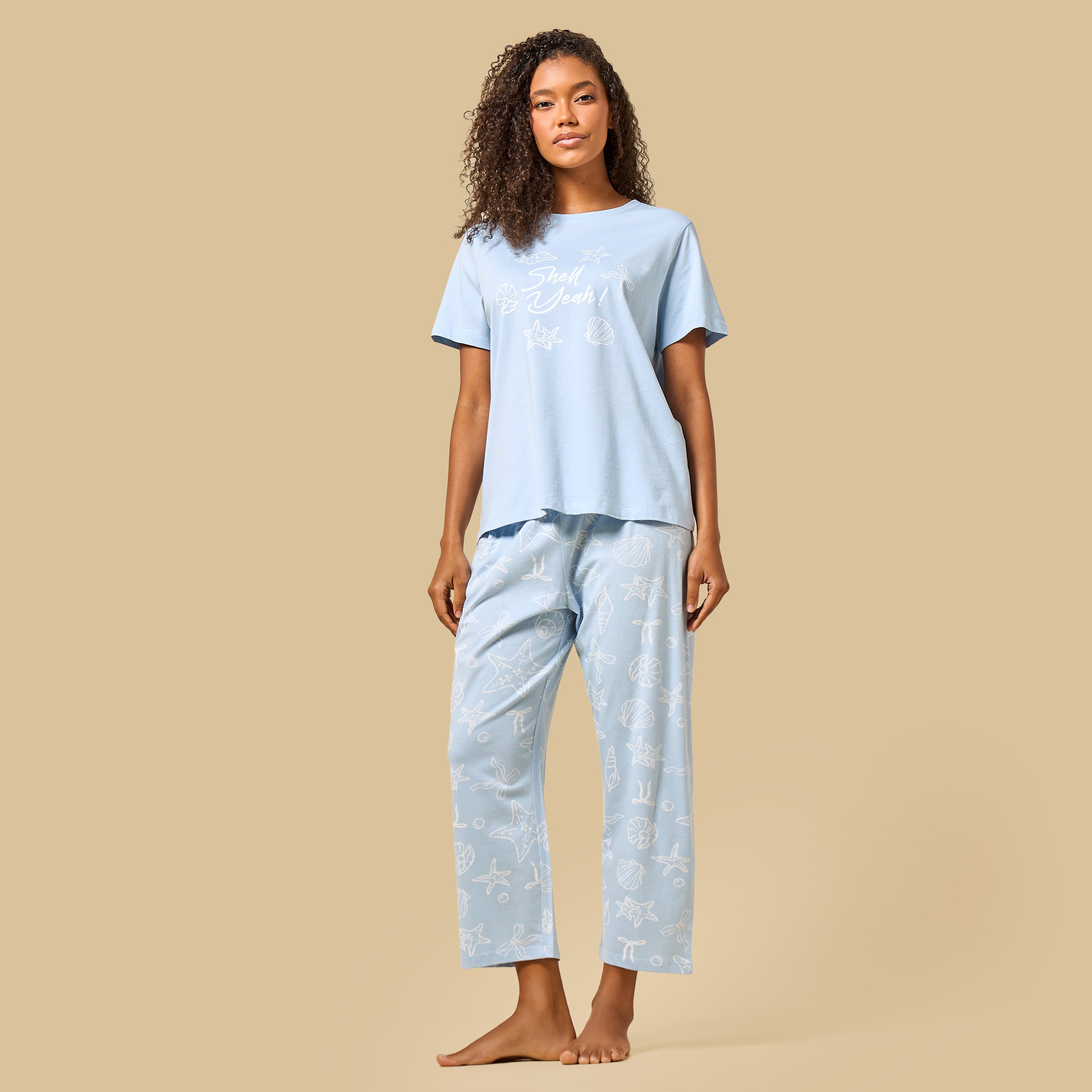 Sea Shell Print Cotton Pyjama Set
