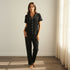 Contrast Piping Pyjama Set - Black / XXL