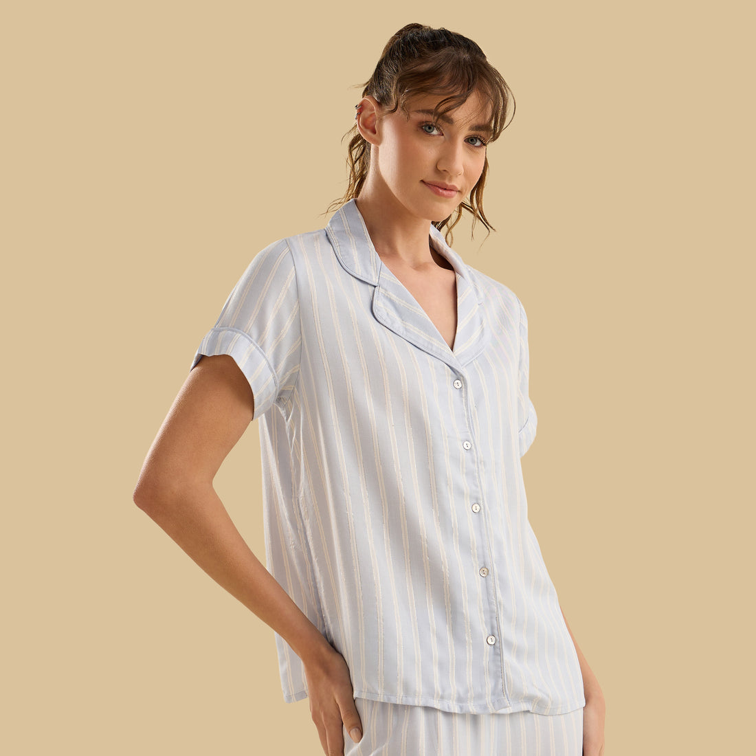 Lurex Striped Pyjama Set