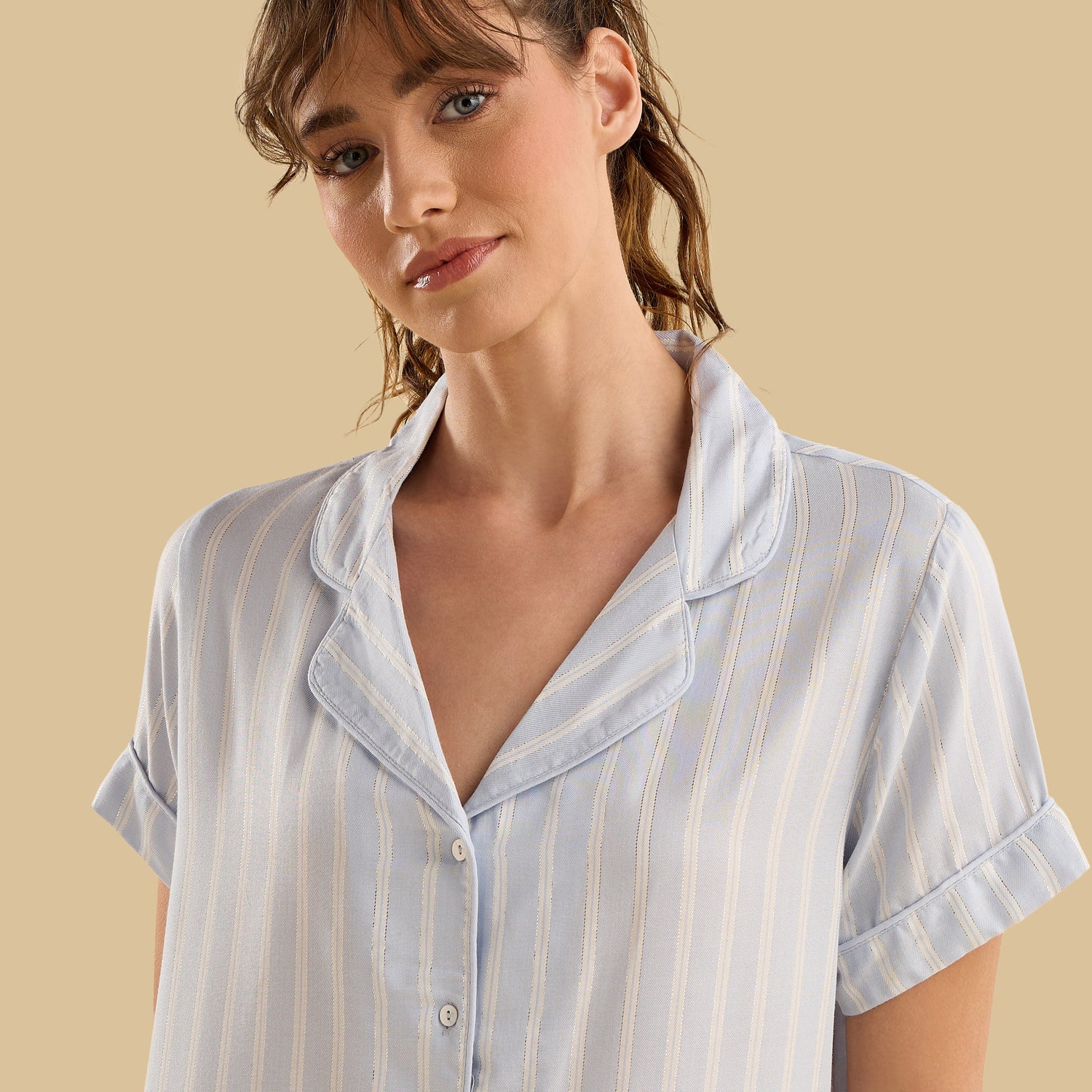 Lurex Striped Pyjama Set