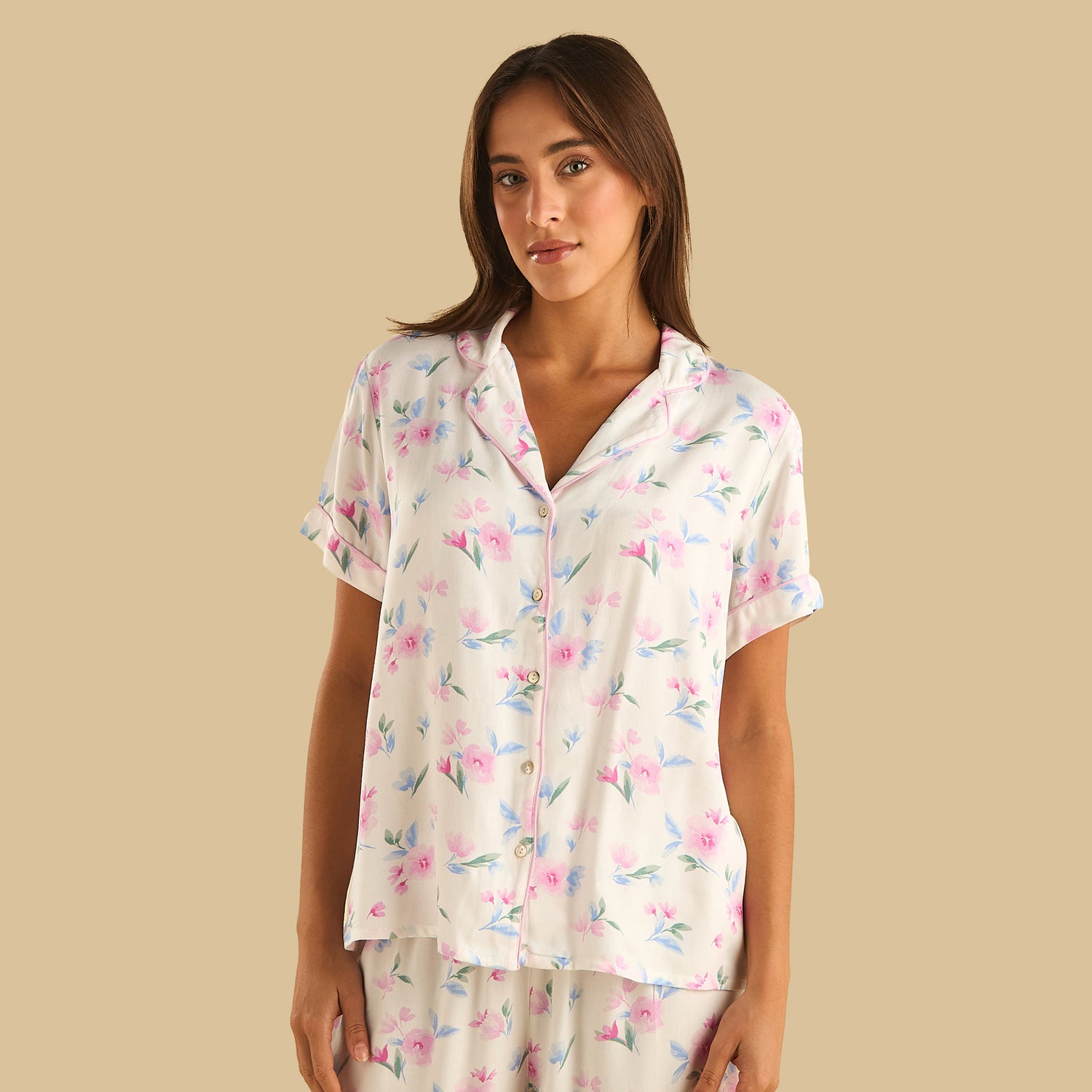Floral Print Viscose Pyjama Set