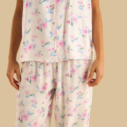 Floral Print Viscose Pyjama Set