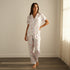 Floral Print Viscose Pyjama Set - White / XXL