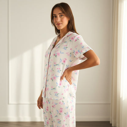 Floral Print Viscose Pyjama Set