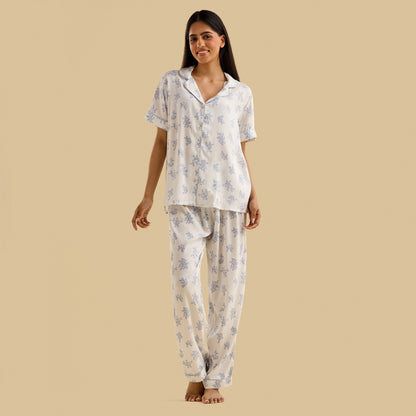 Floral Print Viscose Pyjama Set