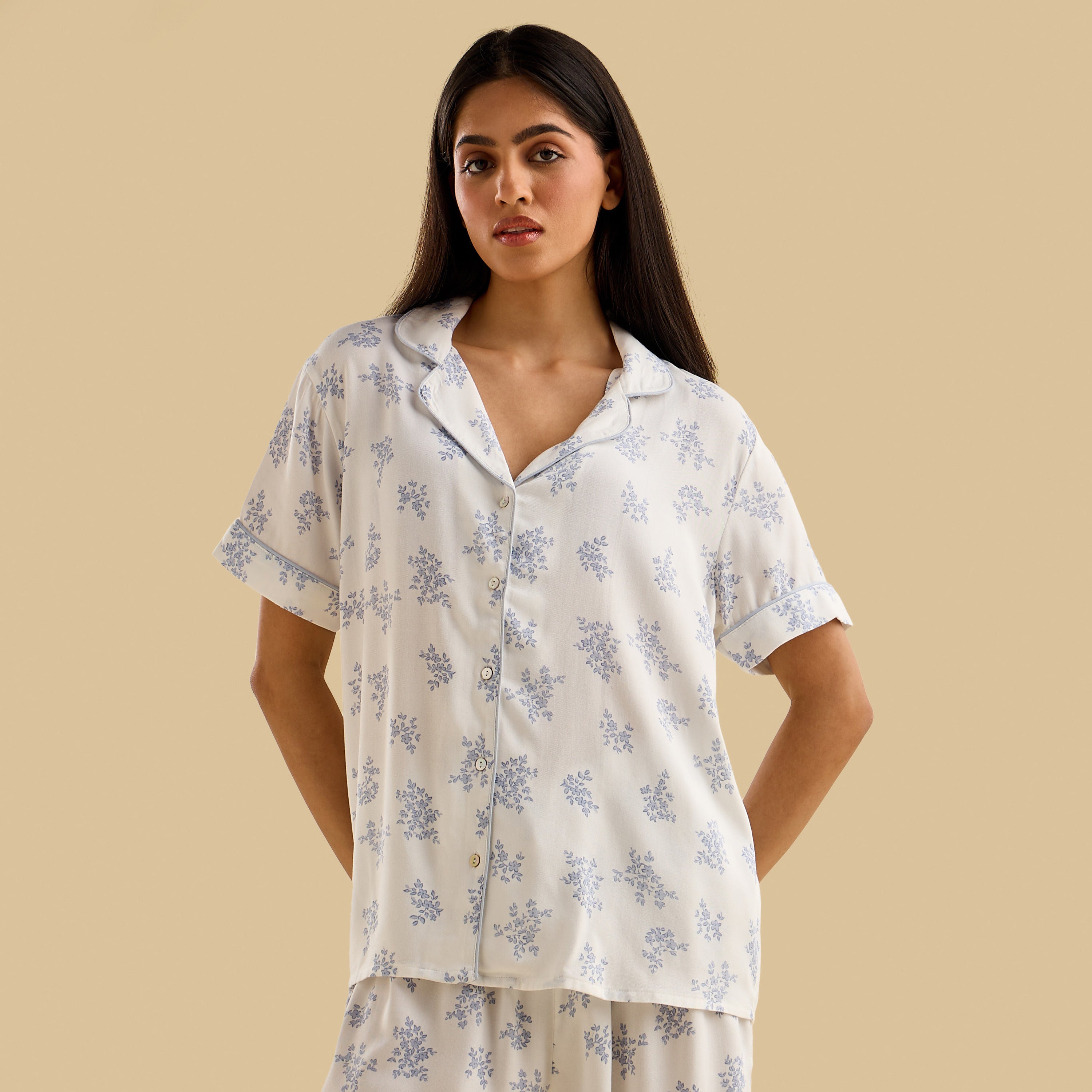 Floral Print Viscose Pyjama Set