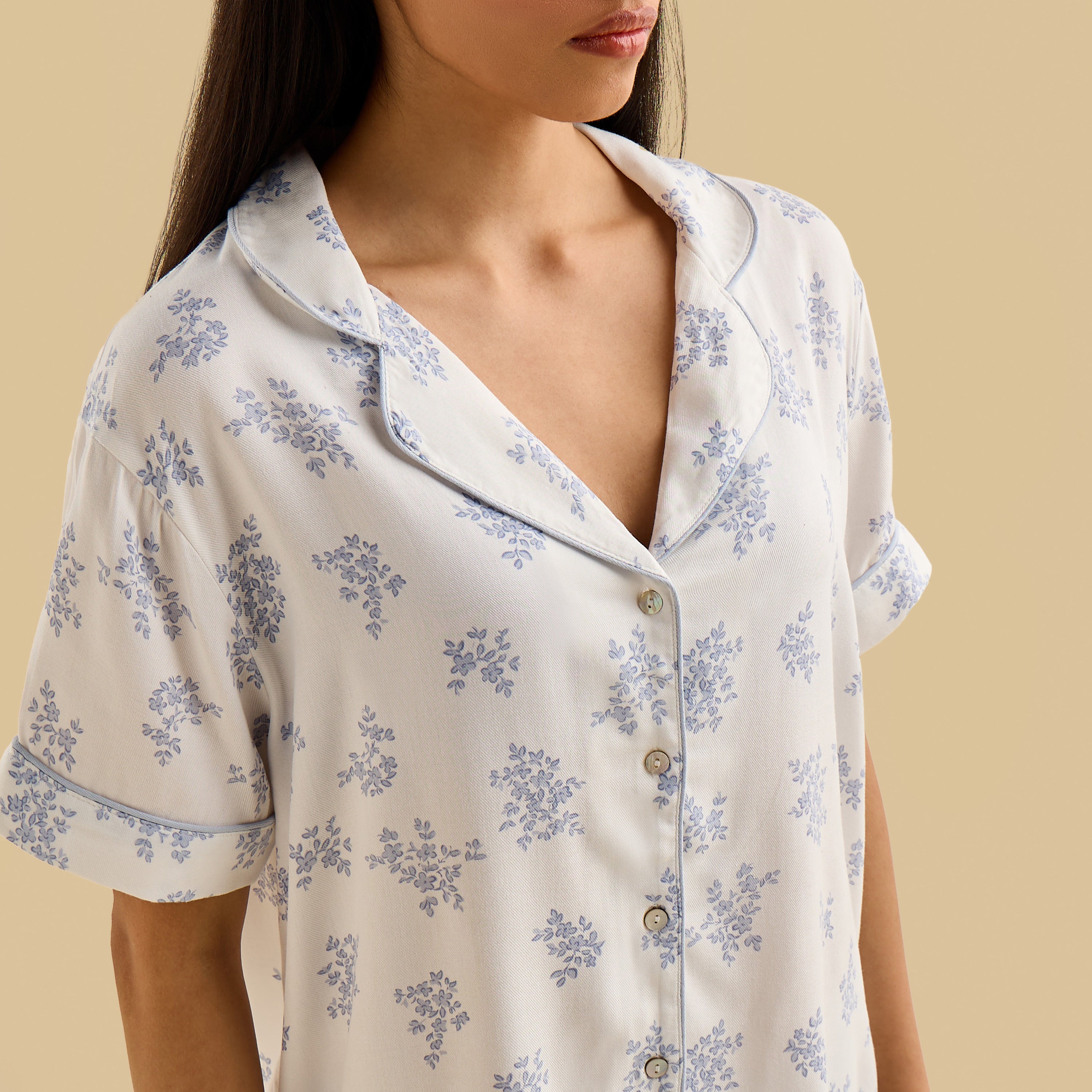 Floral Print Viscose Pyjama Set