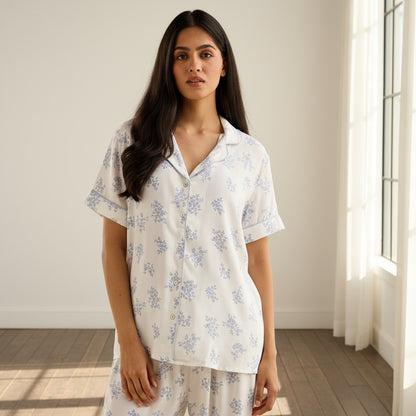 Floral Print Viscose Pyjama Set