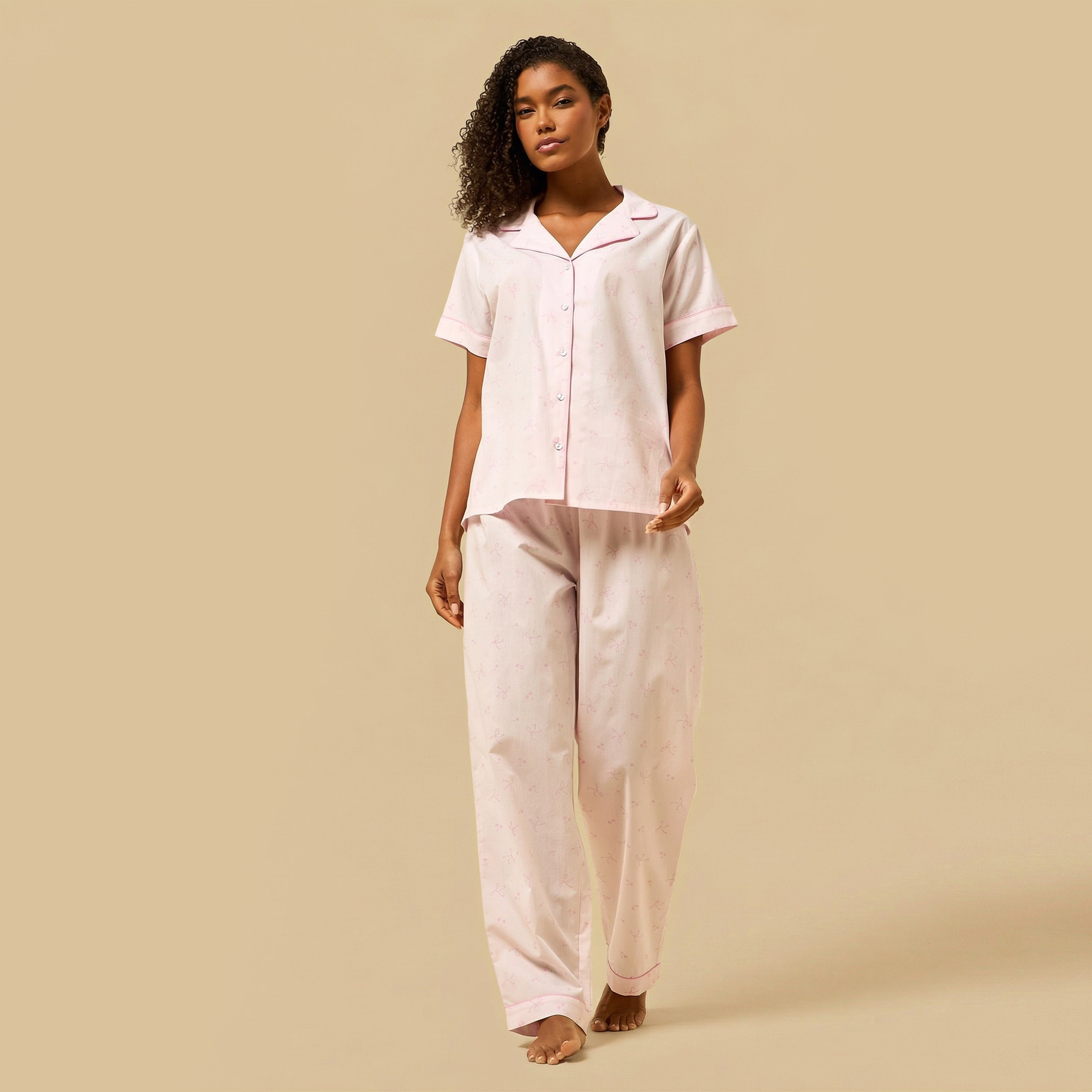 Bow Print Cotton Pyjama Set