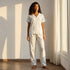 Floral Print Cotton Pyjama Set - White / XXL