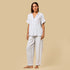 Lemon Print Striped Viscose Pyjama Set - White / XXL