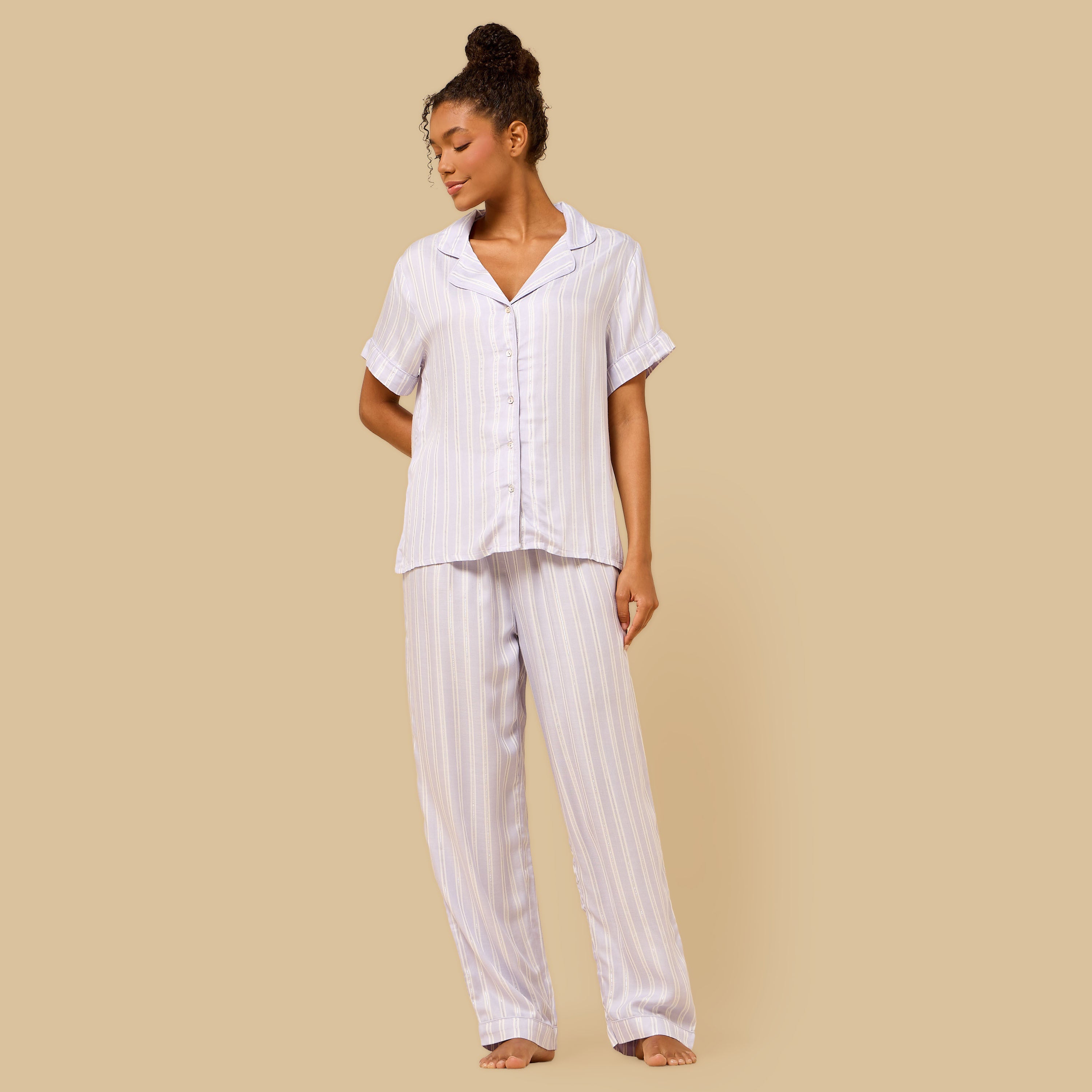Lurex Striped Viscose Pyjama Set