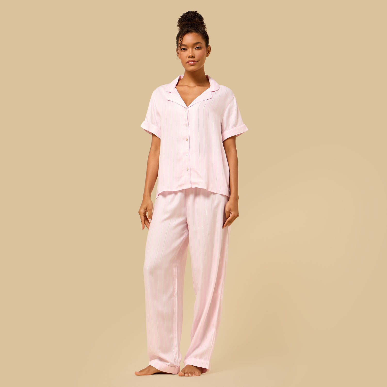 Lurex Striped Viscose Pyjama Set
