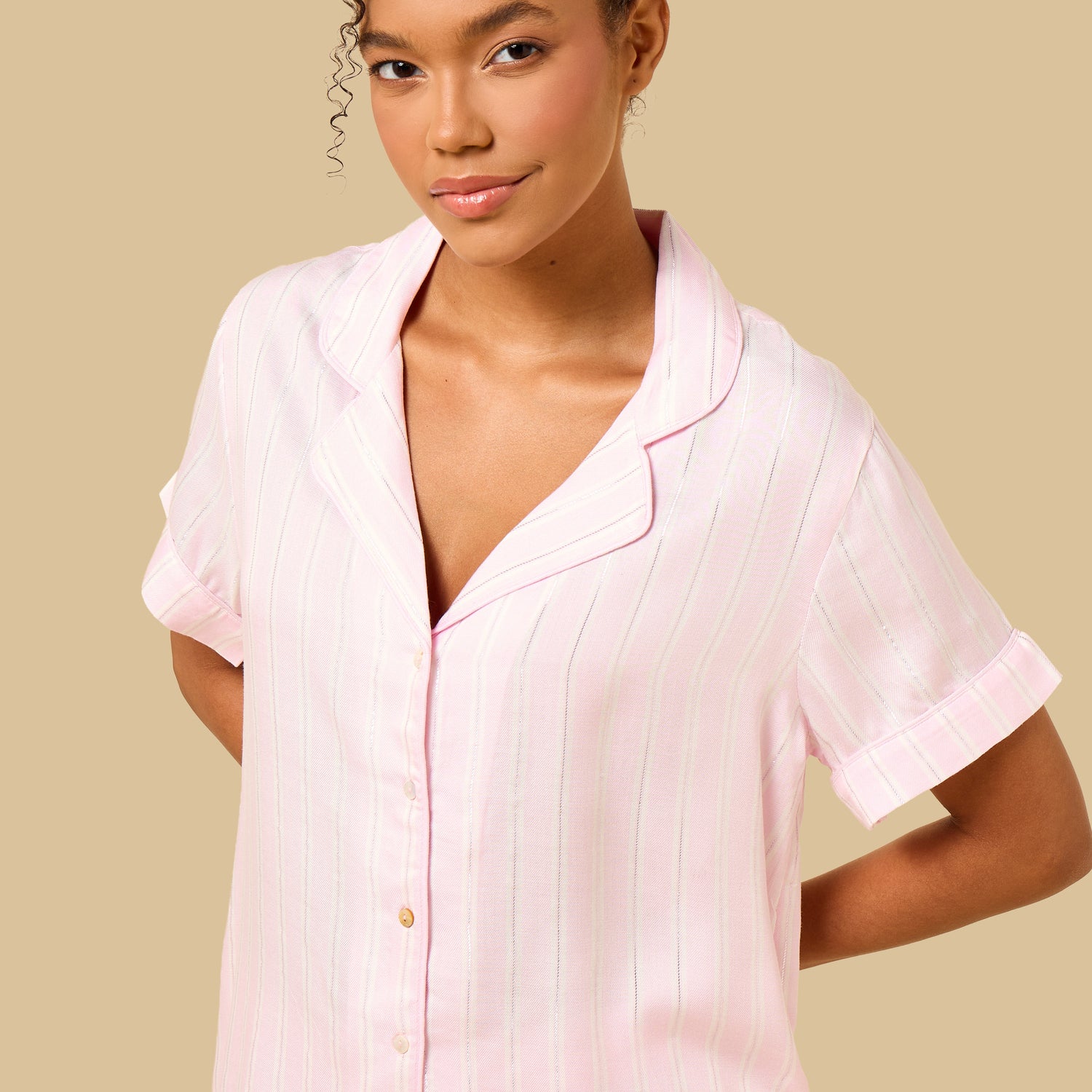 Lurex Striped Viscose Pyjama Set