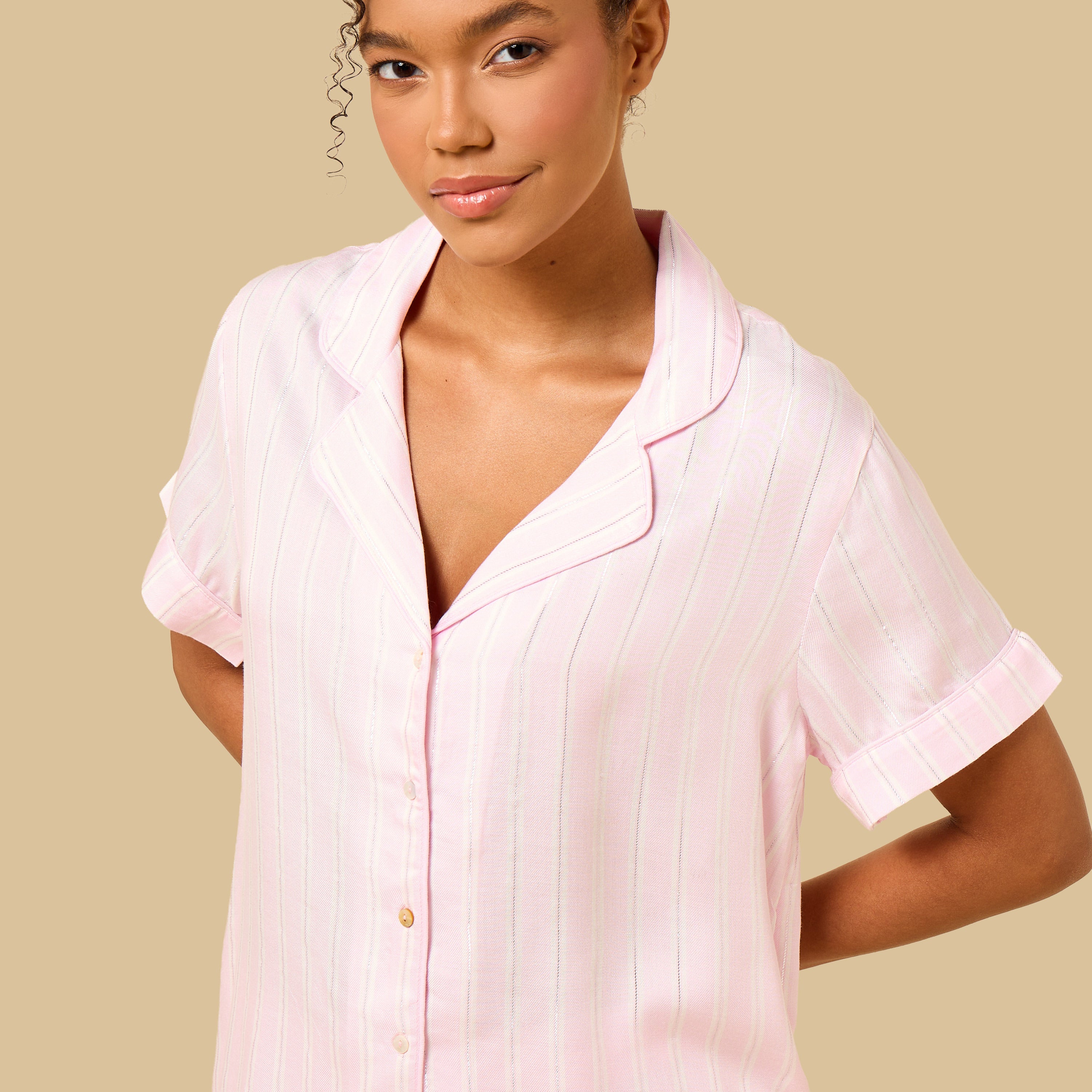 Lurex Striped Viscose Pyjama Set