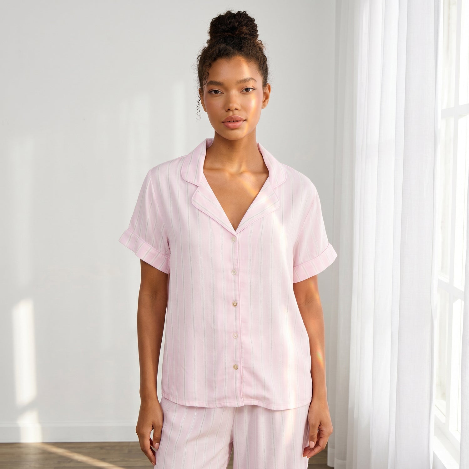 Lurex Striped Viscose Pyjama Set
