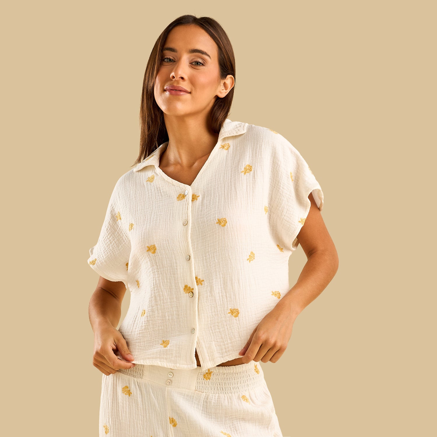Floral Embroidered Pyjama Set