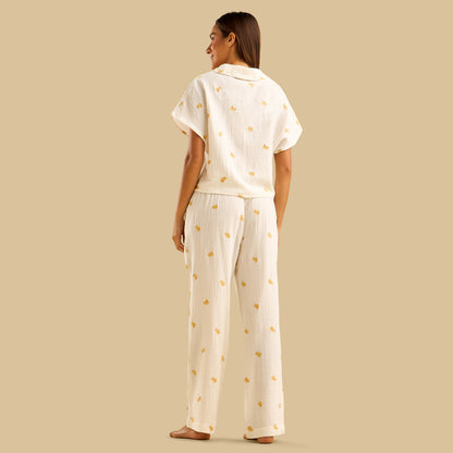 Floral Embroidered Pyjama Set