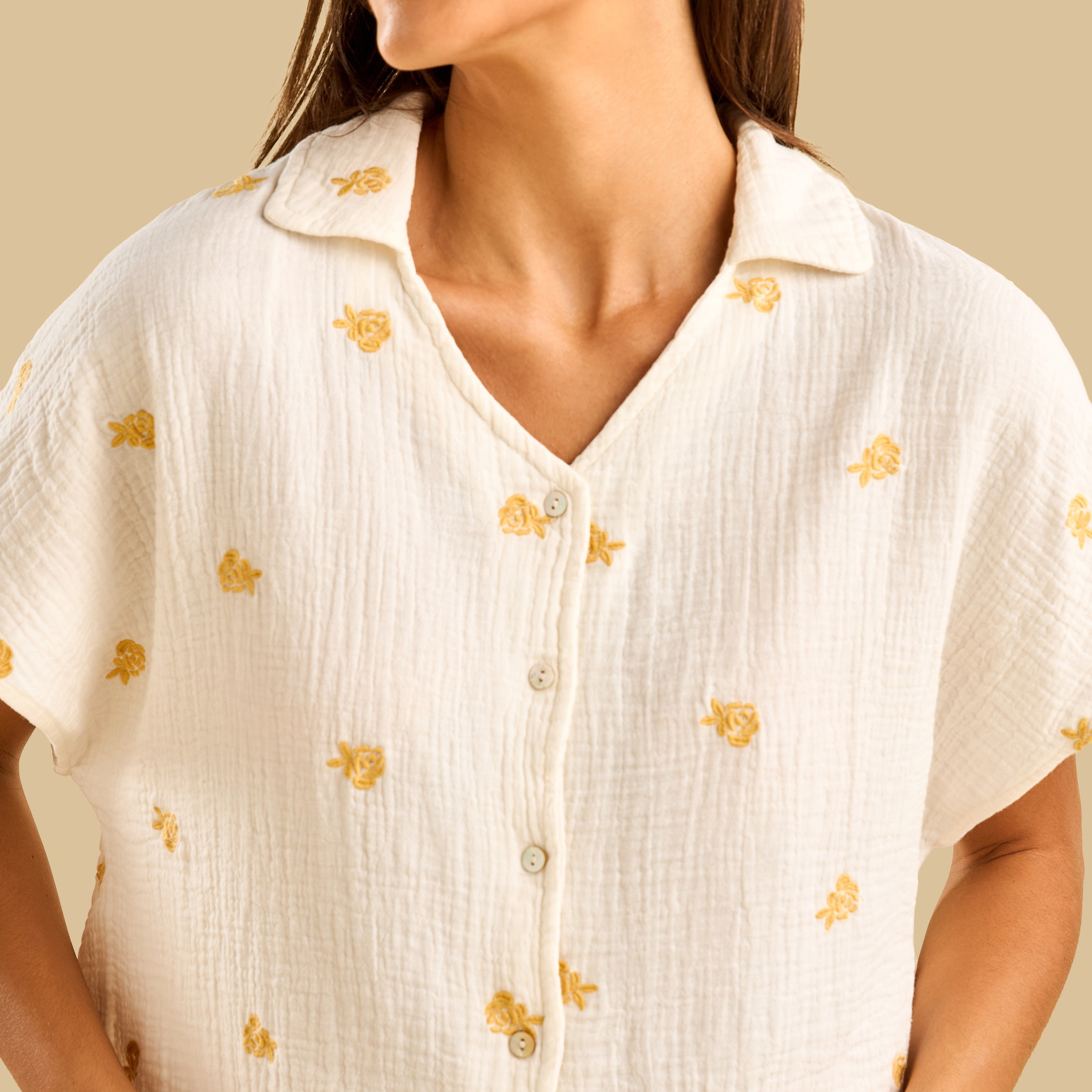 Floral Embroidered Pyjama Set