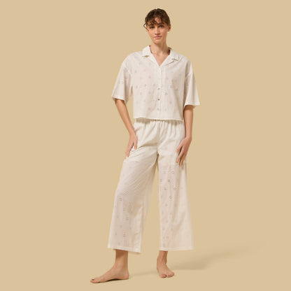 Floral Embroidered Cotton Pyjama Set