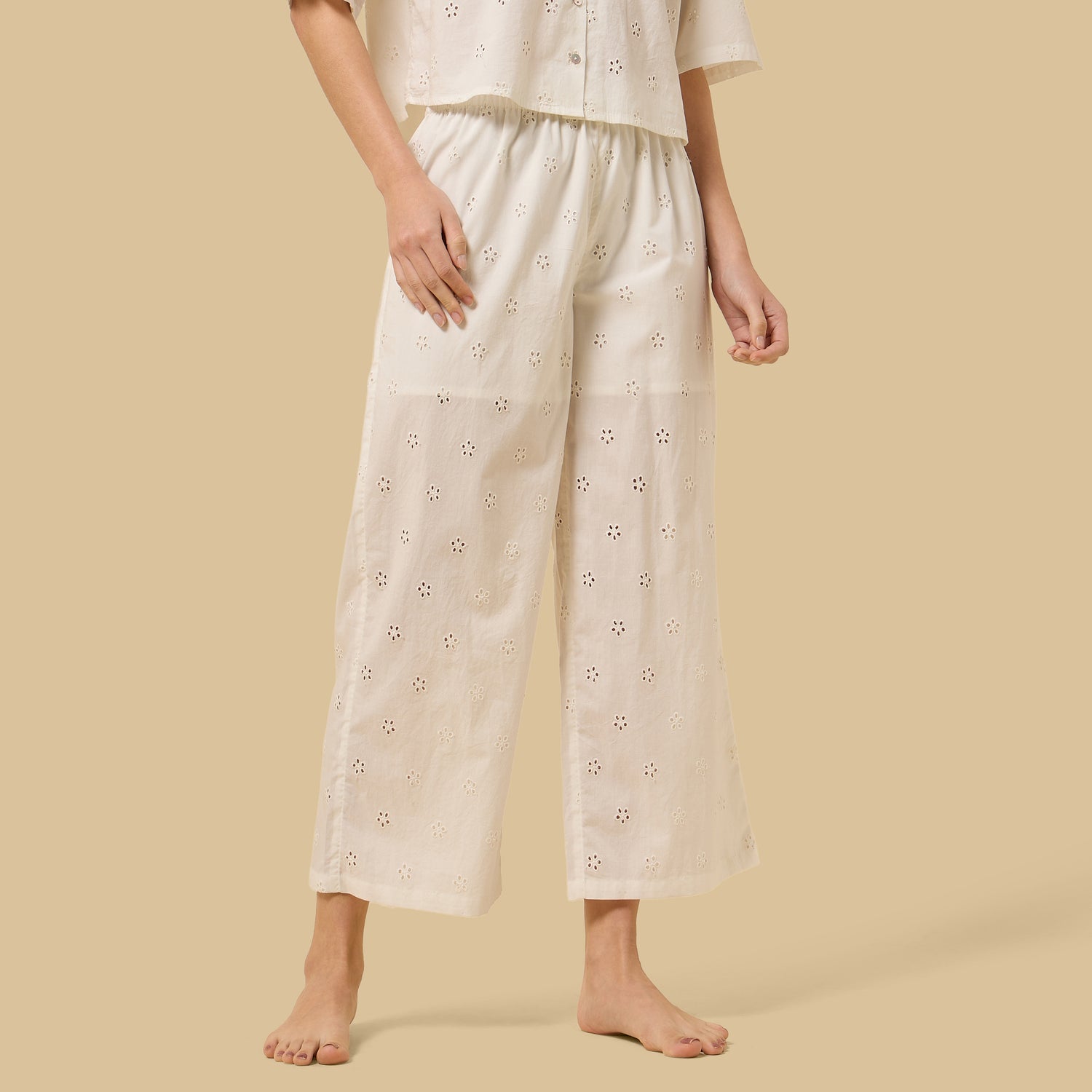 Floral Embroidered Cotton Pyjama Set