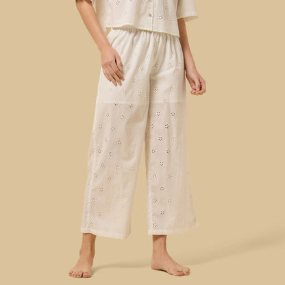Floral Embroidered Cotton Pyjama Set