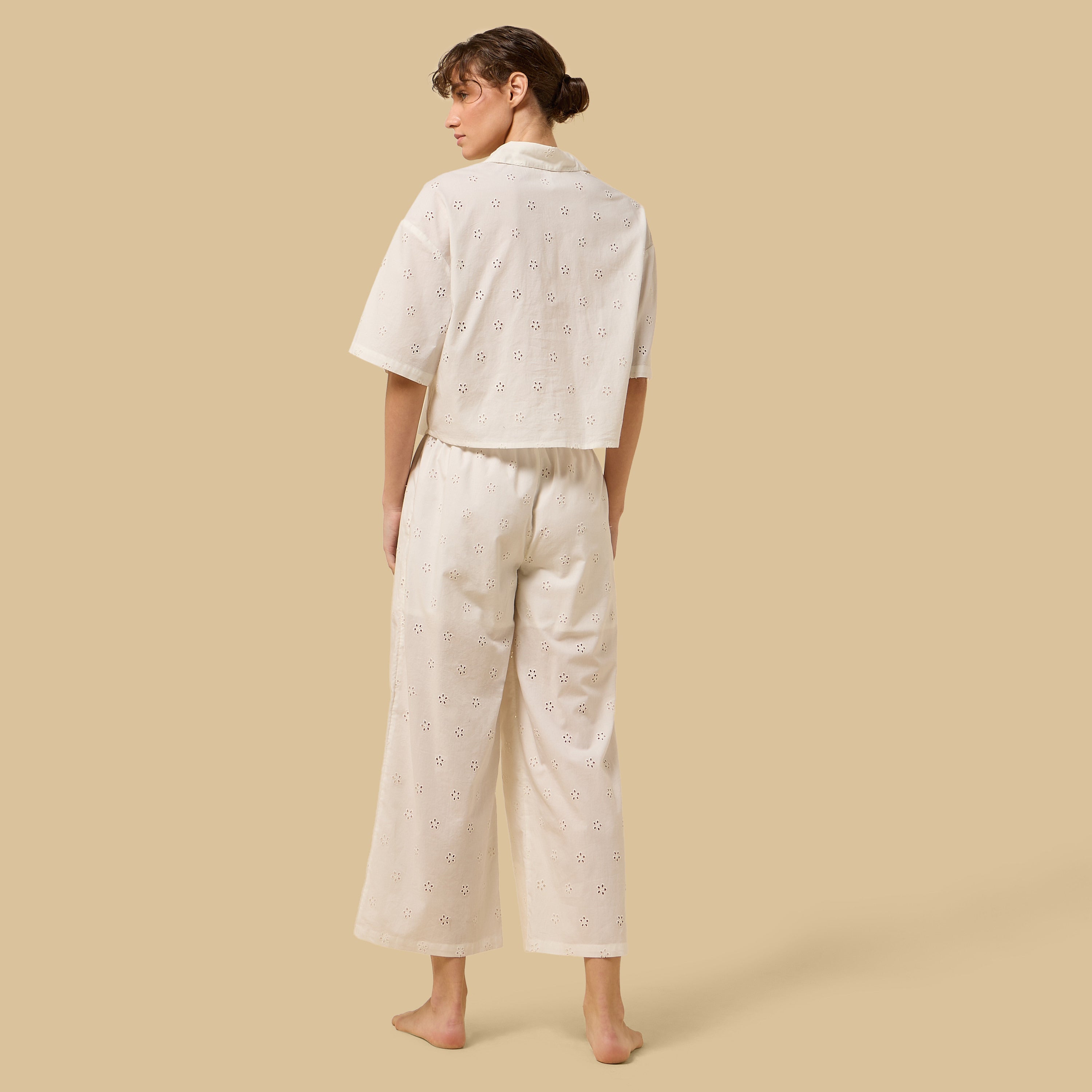 Floral Embroidered Cotton Pyjama Set