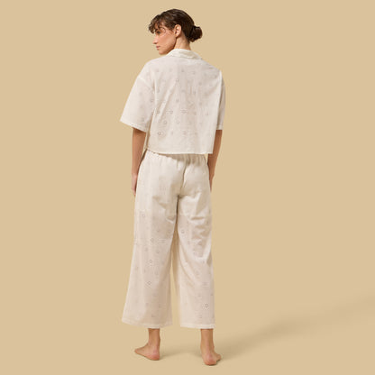 Floral Embroidered Cotton Pyjama Set