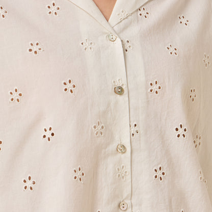 Floral Embroidered Cotton Pyjama Set