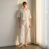 Floral Embroidered Cotton Pyjama Set - White / XXL