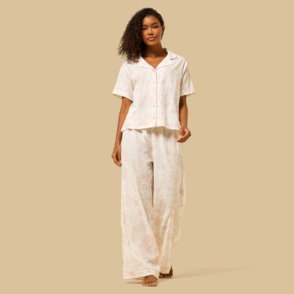 Floral Embroidered Cotton Pyjama Set