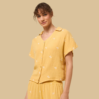 Floral Embroidered Cotton Pyjama Set