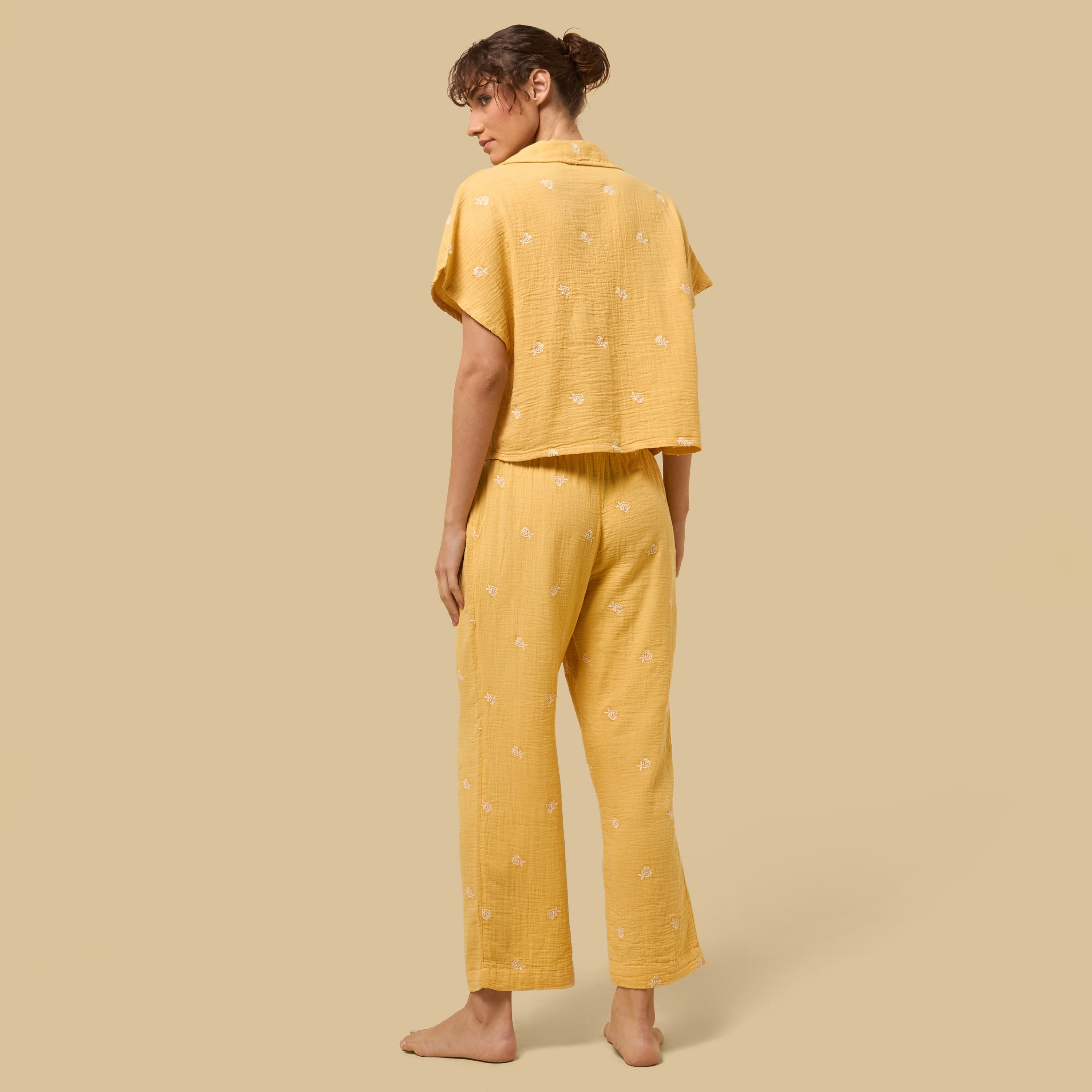 Floral Embroidered Cotton Pyjama Set