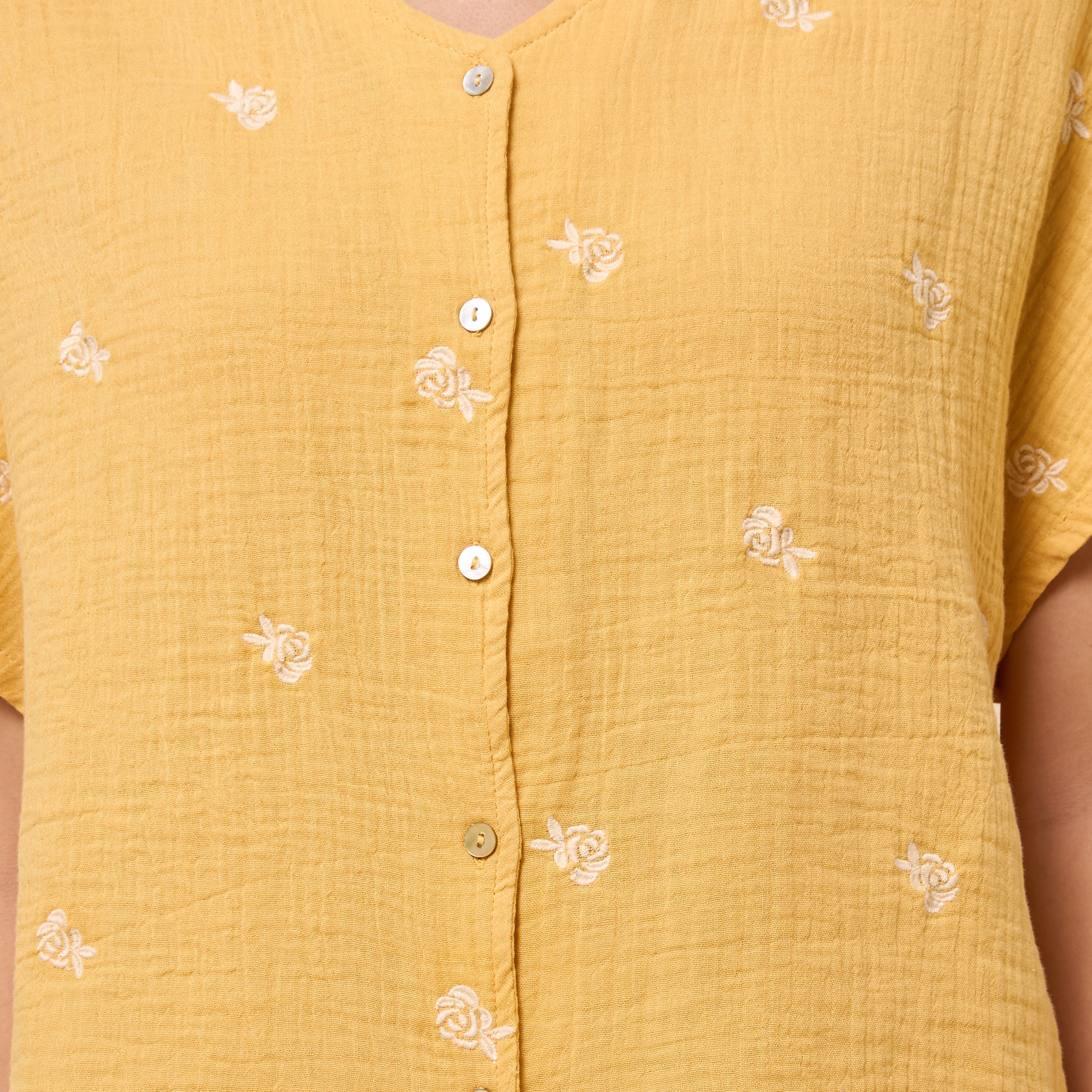 Floral Embroidered Cotton Pyjama Set