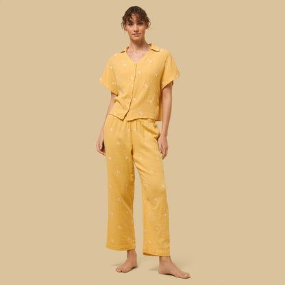 Floral Embroidered Cotton Pyjama Set