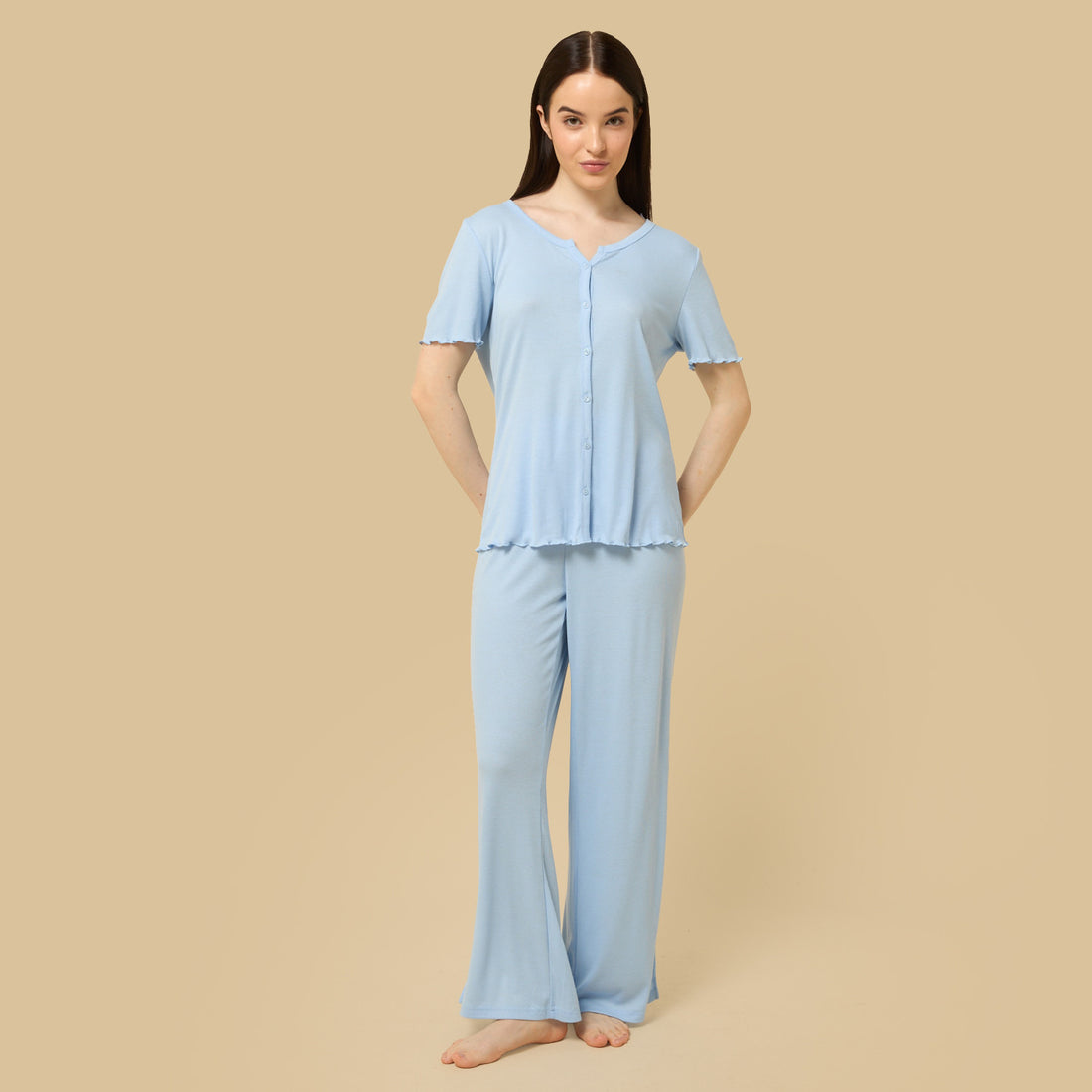Ribbed Pyjama Set - Blue / XXL