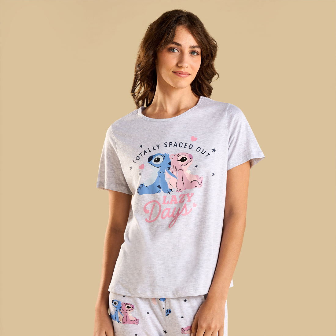 Angel and Stitch Print Pyjama Set