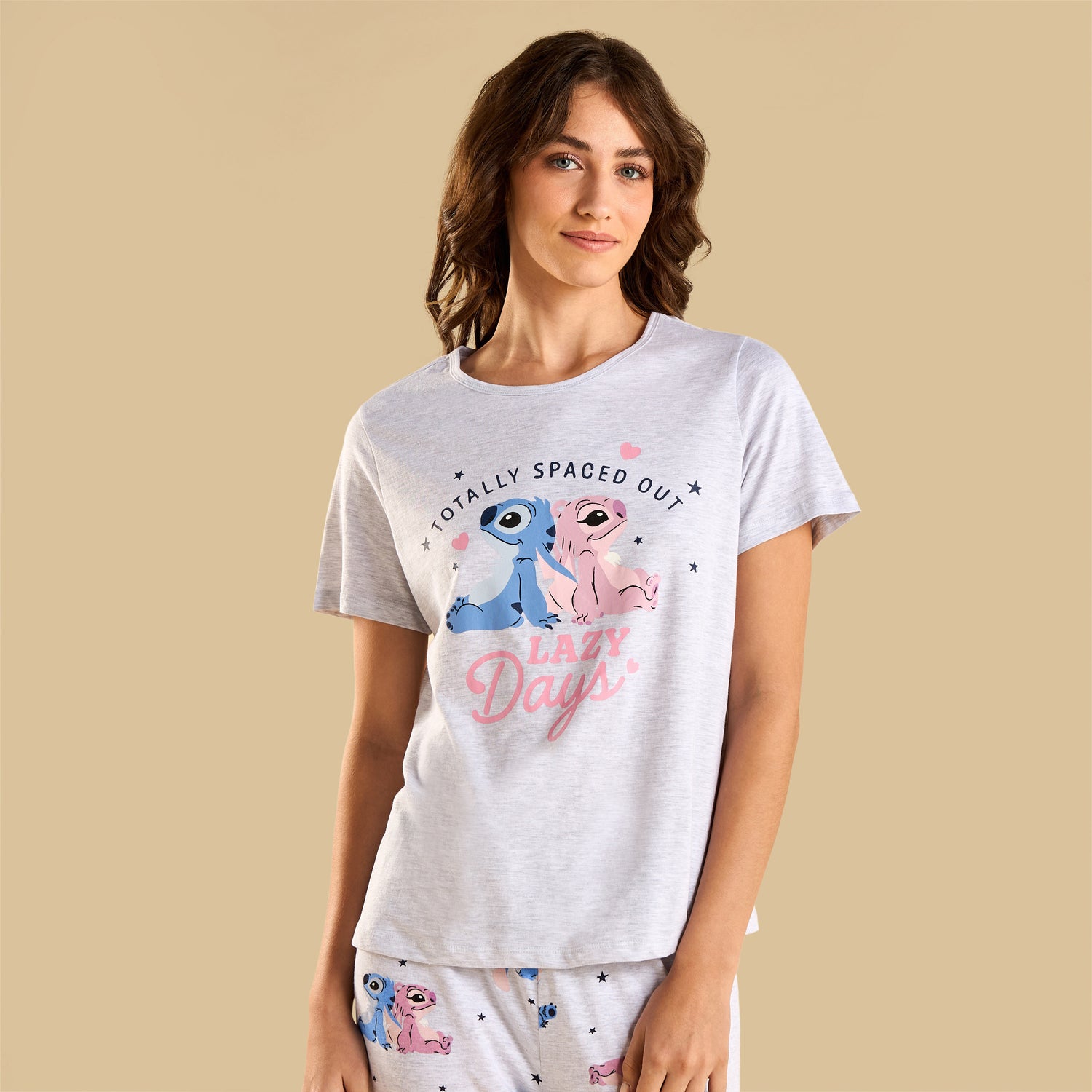 Angel and Stitch Print Pyjama Set
