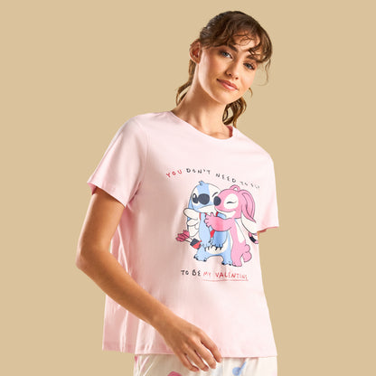 Stitch and Angel Print Cotton Pyjama Set