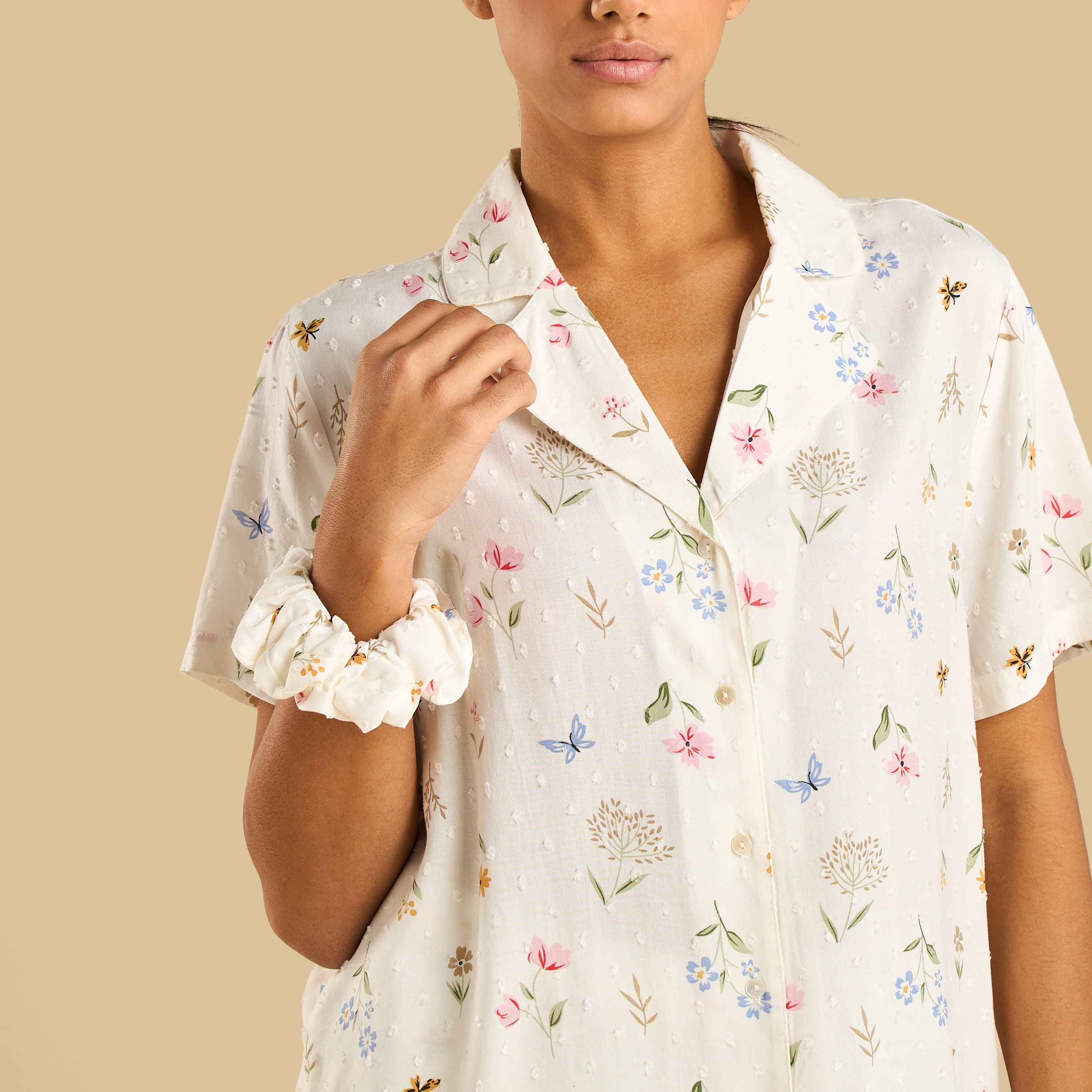 Floral Print Viscose Pyjama Set