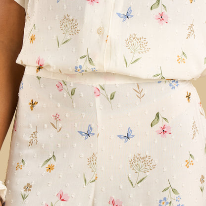 Floral Print Viscose Pyjama Set