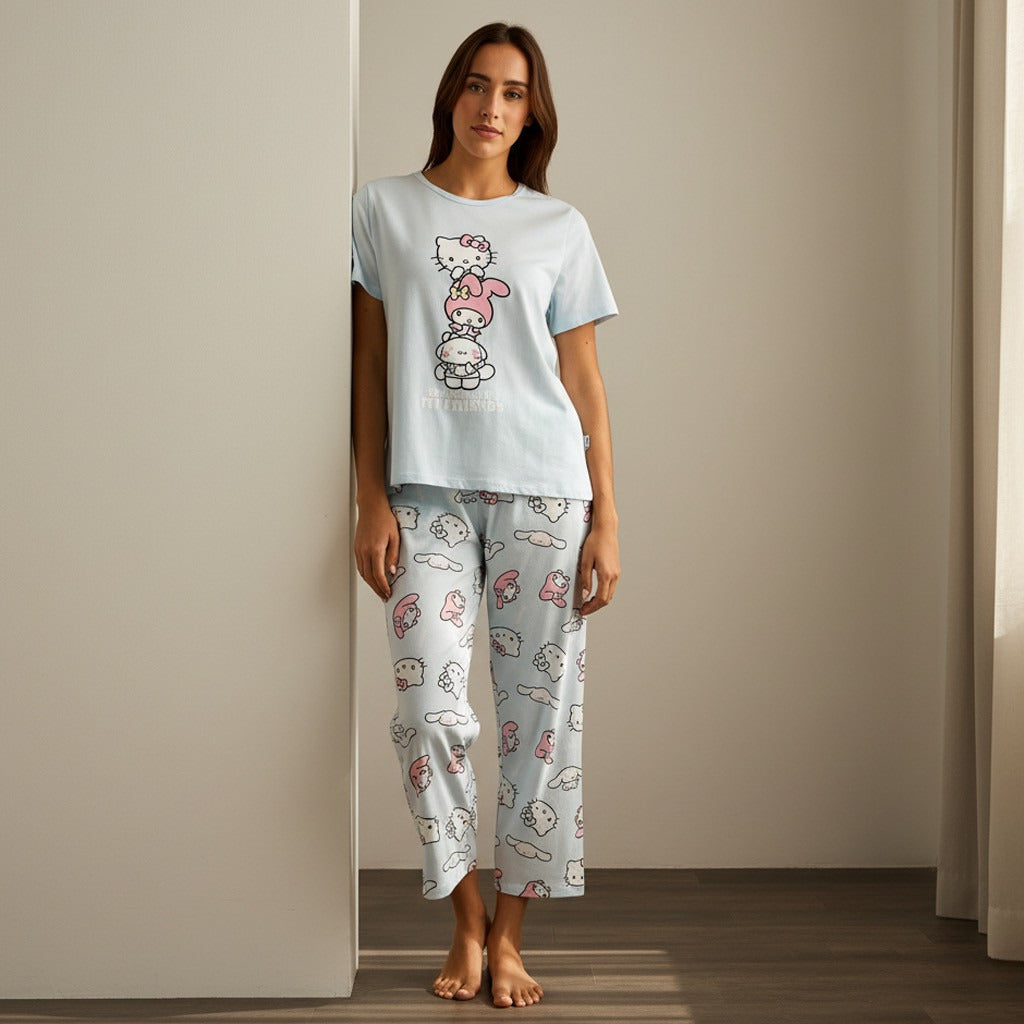 Hello Kitty and Friends Print Pyjama Set - Blue / XXL