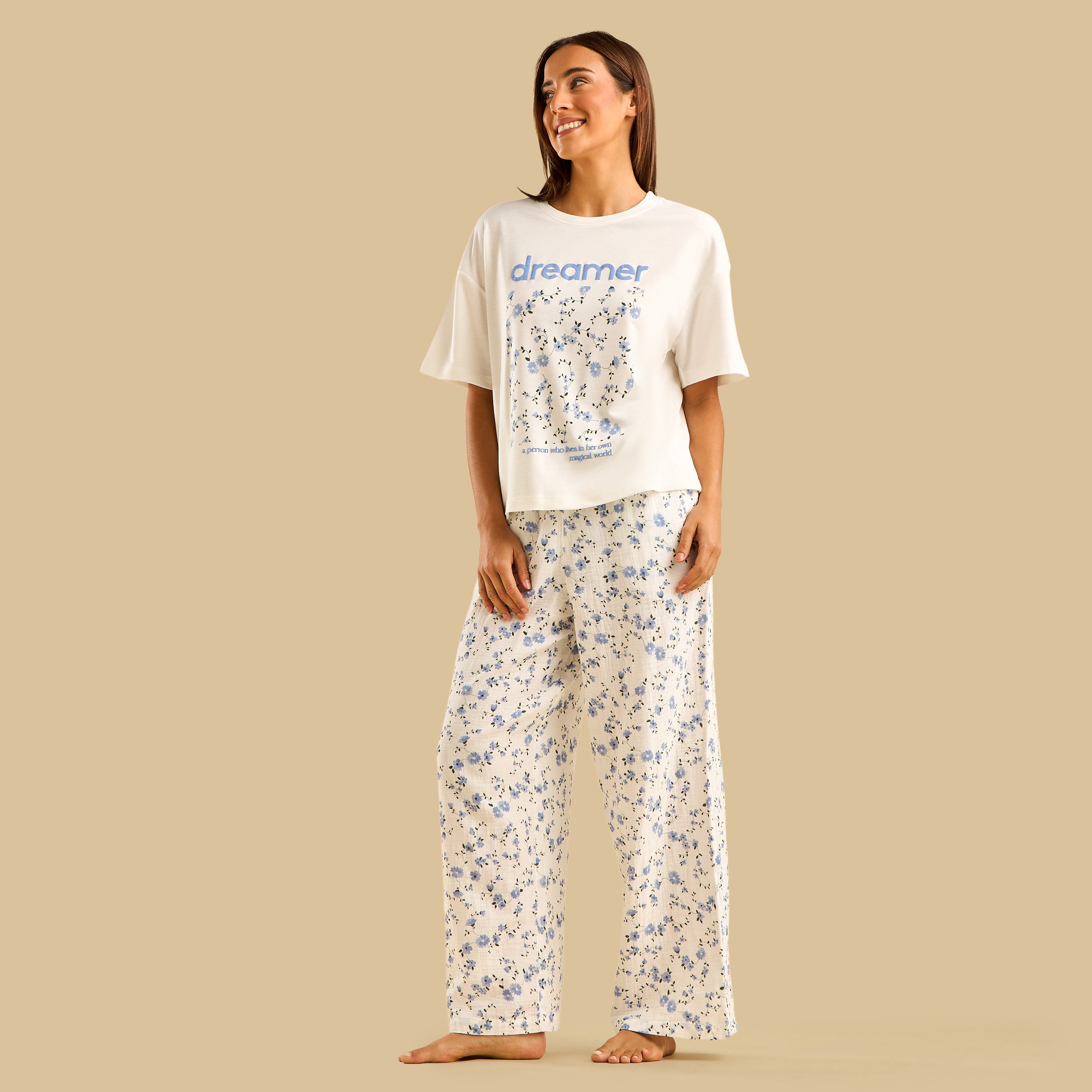 Floral Print Cotton Pyjama Set