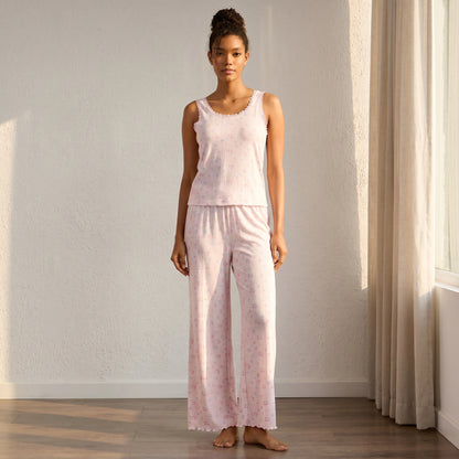 Floral Print Pyjama Set - Pink / XXL