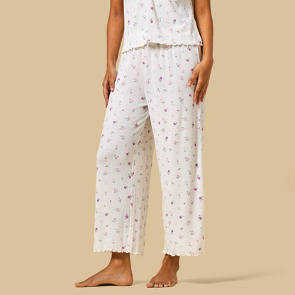 Floral Print Ribbed Pyjama Set