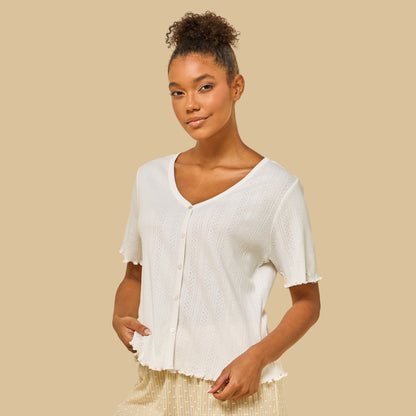 Textured Pointelle Dobby Pyjama Set