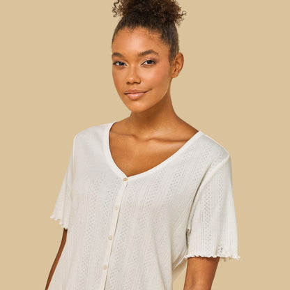 Textured Pointelle Dobby Pyjama Set