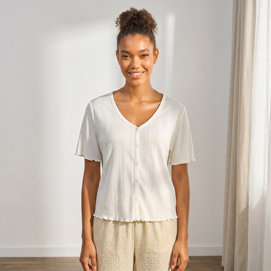 Textured Pointelle Dobby Pyjama Set