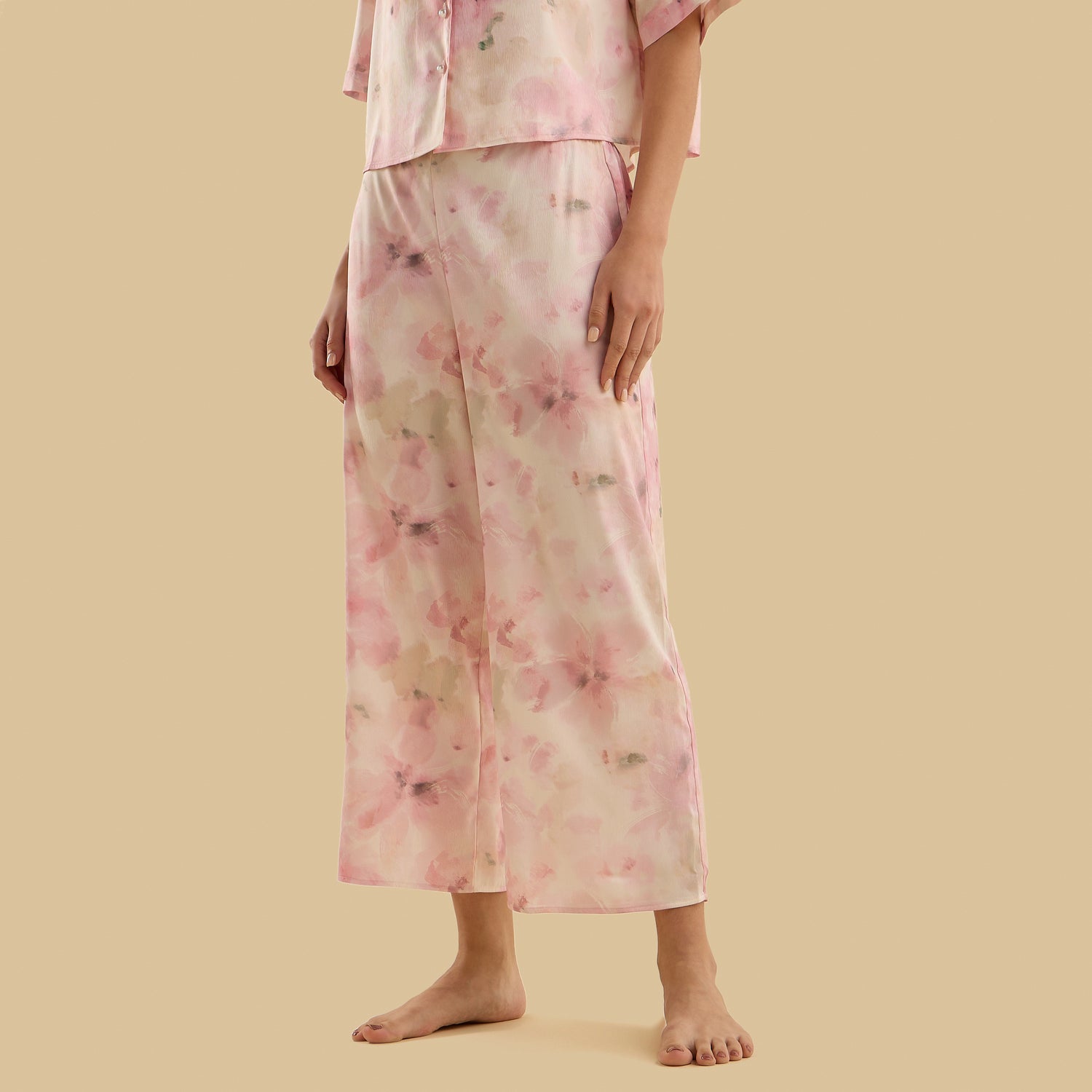Floral Print Satin Pyjama Set